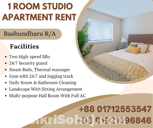 Furnished 1Room Studio Apartment RENT in Bashundhara R/A